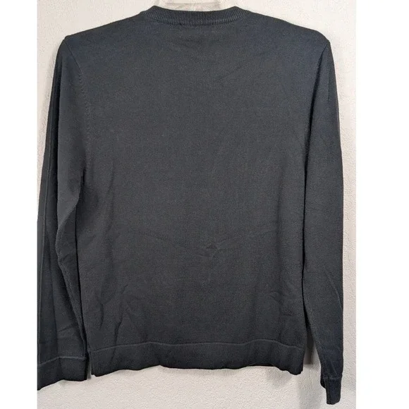 Kenneth Cole Mens Black V Neck Long Sleeve Sweater Size Medium Zip Chest Pocket - Picture 4 of 10